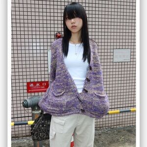 Purple and Yellow Women's Cardigan